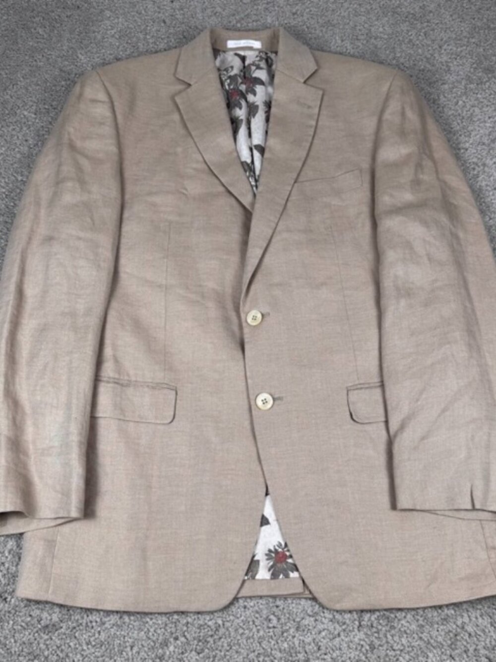 Lauren Ralph Lauren Blazer Mens 38R Beige 100% Linen Paisley Lined Sport Coat